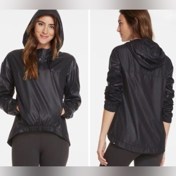 Fabletics Black 1/4 Zip Hooded Windbreaker Jacket Women’s Size L - Picture 2 of 9
